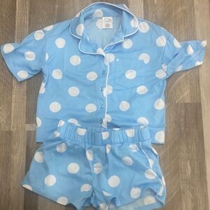 Art Class  Light Blue and White Polka Dot Kids Pyjama Set Size 6/7
